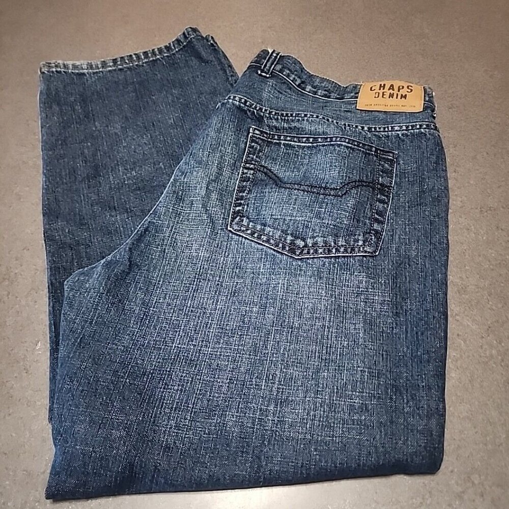 Chaps Denim Straight Fit Mens Jeans 40x30 Classic Blue Cotton